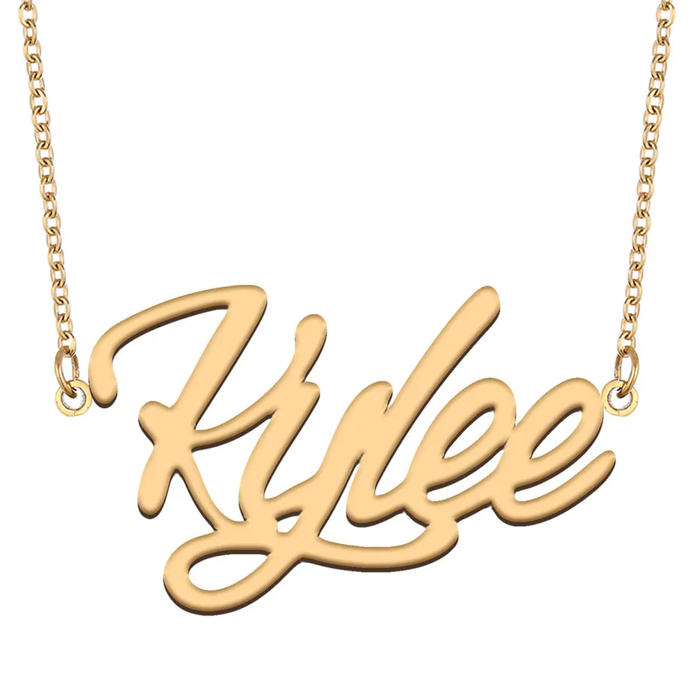 

Kylee Nameplate Necklace for Women Stainless Steel Jewelry Gold Plated Name Chain Pendant Femme Mothers Girlfriend Gift