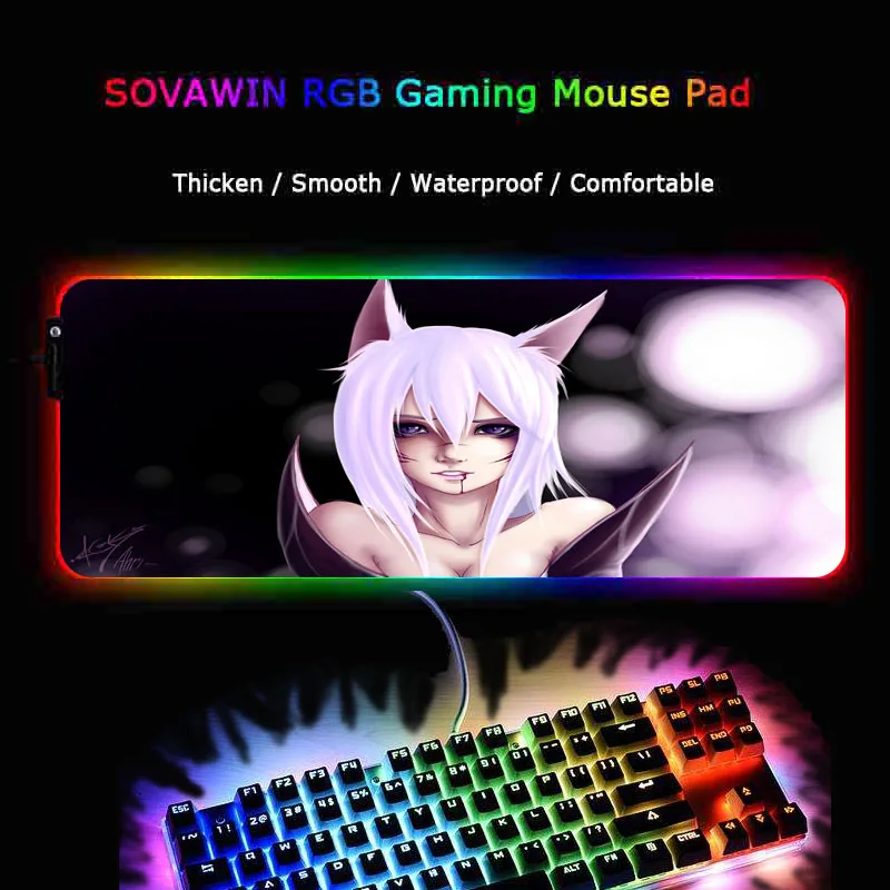 

ZSUXTC Anime Sexy Girl Gaming Mouse Pad RGB Large Size XXL Mouse Pad Gamer PC Mousepad Colorful Led Backlight Keyboard Play Mat
