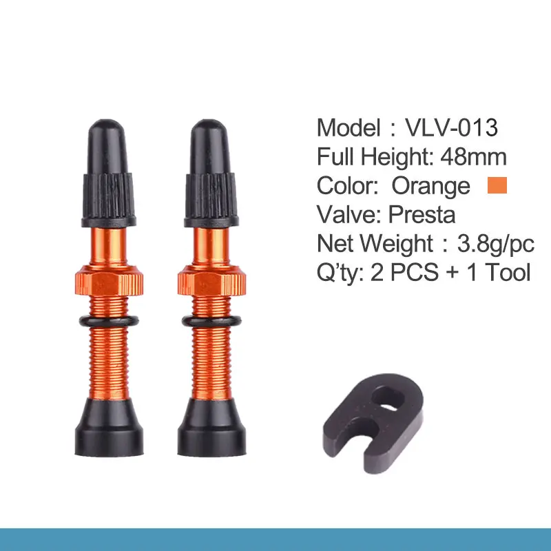 48mm Orange 1 Pair Deemount 2 шт. бескамерные велосипедные шины Presta клапан 48 мм сплав стволовых латунный сердечник для горных шоссейных велосипедов W/cap& Tool - Цвет: 48mm Orange 1 Pair