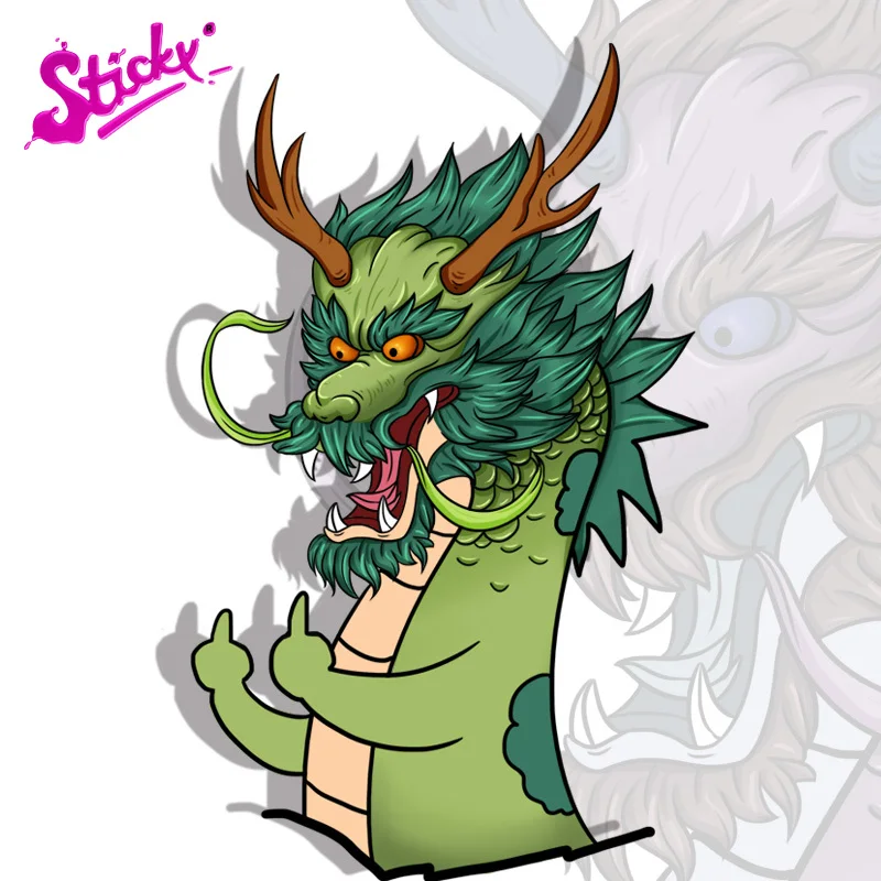 

STTICKY Funny Dirty Middle Finger Dragon Car Stickers Decal Car Accessories For Auto Motocross Racing Laptop Helmet Trunk Wall