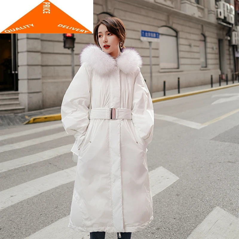 

Winter Coat Women Female Duck Jacket Thick Warm Down Parka Real Fur Korean Long Clothes Coats Doudoune Femme LWL9340