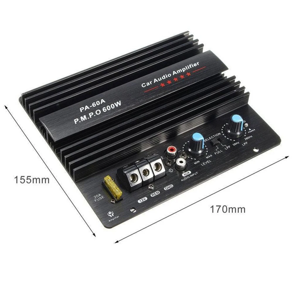 12V 600W PA 60A Динамик сабвуфер бас модуль высокое Мощность автомобильный аудио