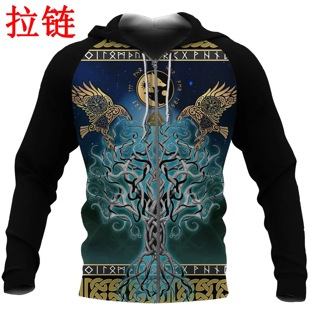 Viking Tree Of Life Fenrir Skoll/Hati Raven Rune толстовки с 3D принтом для женщин и мужчин пуловер
