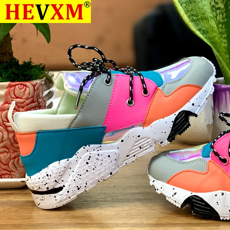 

HEVXM Hot Sale 2020 Women's Shoes Summer Outdoor Sneakers Lace Up Multicolor Round Head Fashion Plus Size 36-43