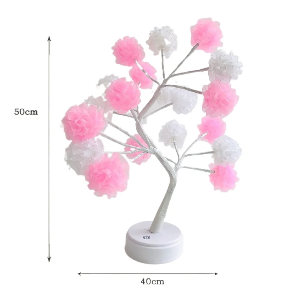 

LED Bonsai Tree Light USB Battery Table Lamp Simulation Snow Gauze Pink White Home Interior Decoration