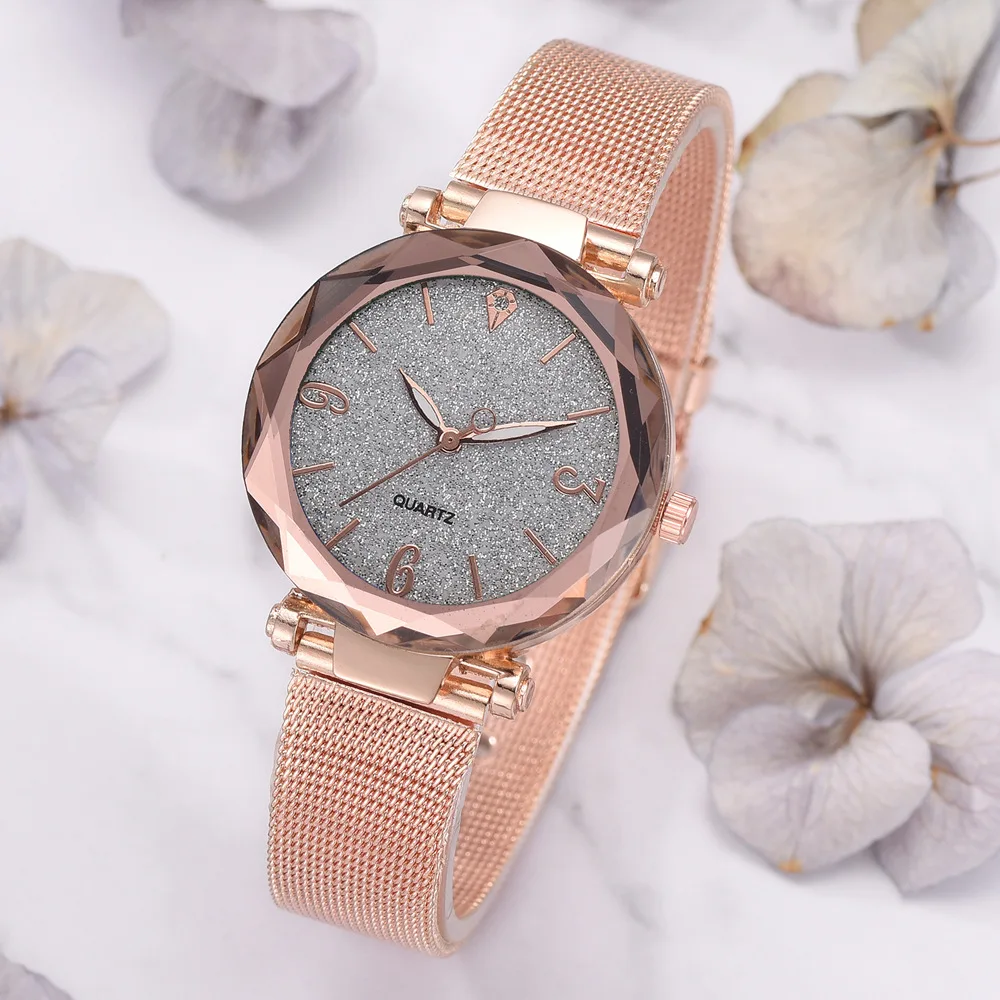 Женские часы из розового золота 2019 Топ бренд Роскошные тонкие звездное небо