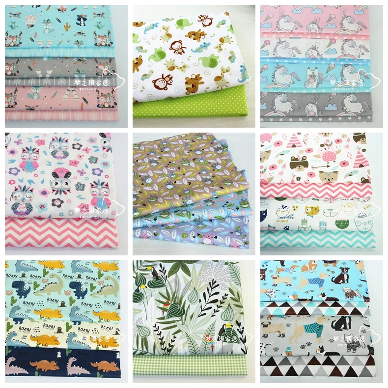 ZENGIA 50x160cm Cartoon Animal Totoro Lion Monkey Bear Bird Twill Cotton Fabric For Baby Sewing Quilting Fat Quarters Children