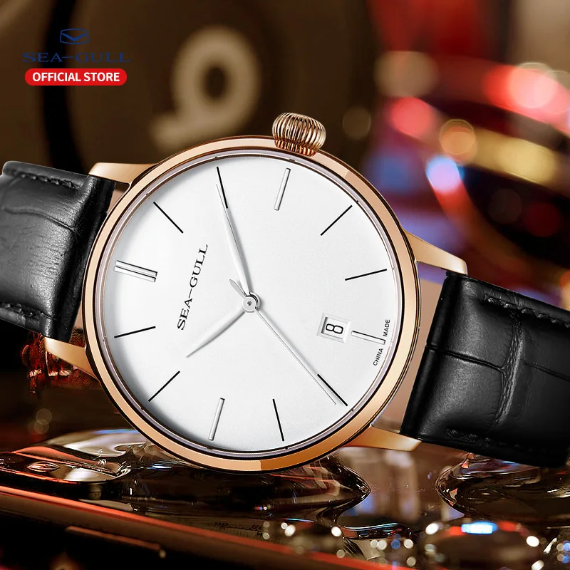 Часы мужские механические с автоподзаводом календарем и кожаным ремешком |