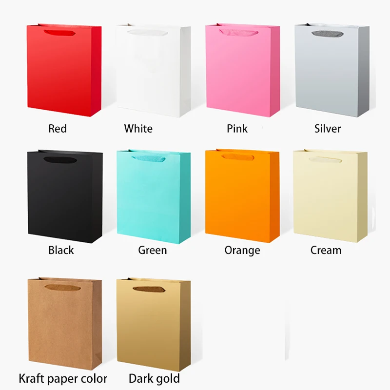 

Solid Border Gift Bag Paper Bags Pure Color Packaging Shopping Wedding Birthday Commercial Carrier Gift Bag