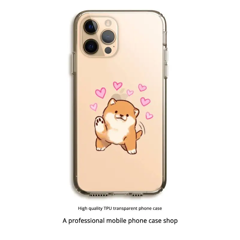 

Cute Cartoon Shiba Inu Phone Case Clear Cover For Iphone 5 6 7 8 11 12 Plus XR X XS SE2020 11/12PRO Max Transparent Cases