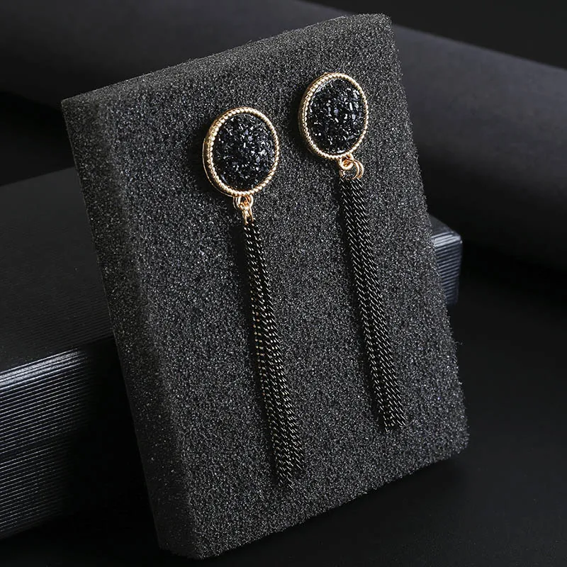 Модные корейские длинные ассиметричные геометрические серьги в виде колец новые