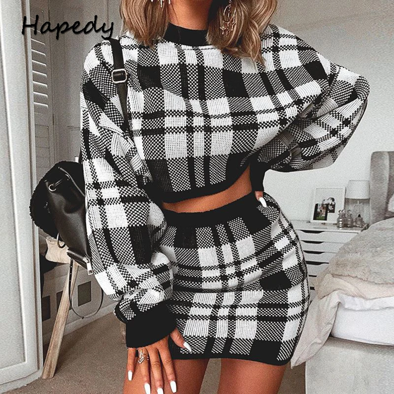 Женский трикотажный костюм из двух предметов HAPEDY осеннее платье Элегантное