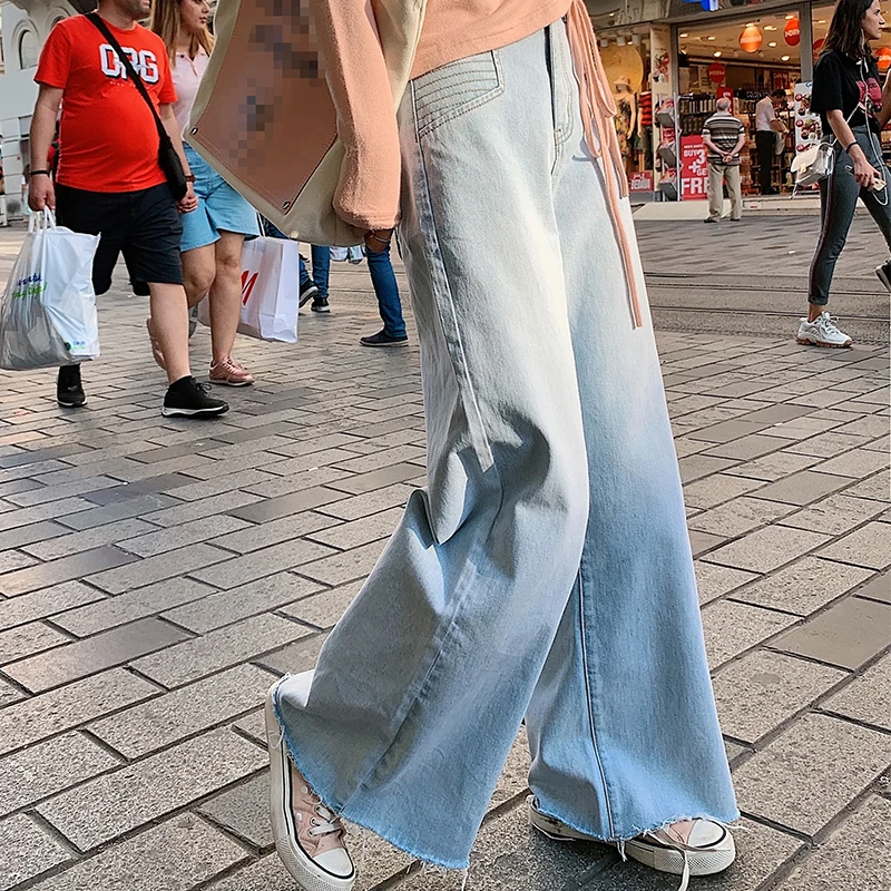 Женские джинсовые брюки с высокой талией MISHOW Свободный Прямой Повседневный