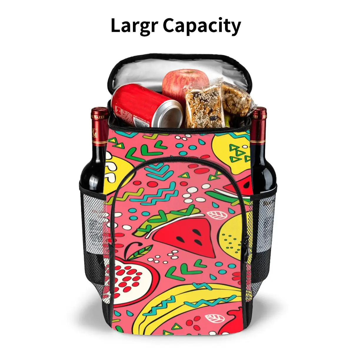 protable insulated thermal cooler waterproof lunch bag bright summer fruits picnic camping backpack double shoulder wine bag free global shipping