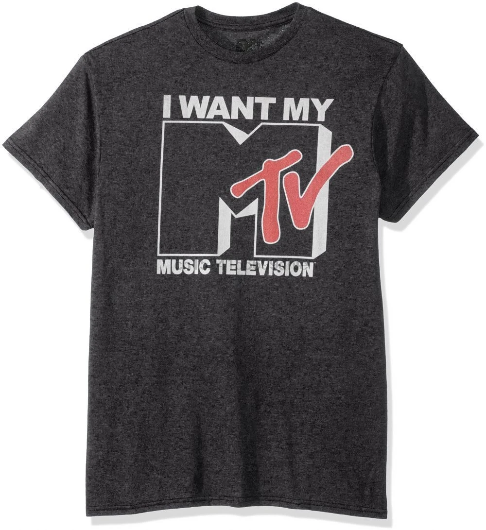 Мужские музыка телевидение I Want My MTV Ретро Винтаж логотип Лицензионная футболка