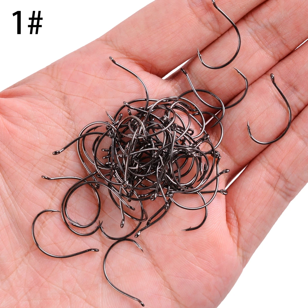 Barbed Fishing Hook Set 100PCS Carbon Steel Fishing Gear for Bulk River Shrimp and Lobster Eye Fishing Hooks Tackle Box Fishhook