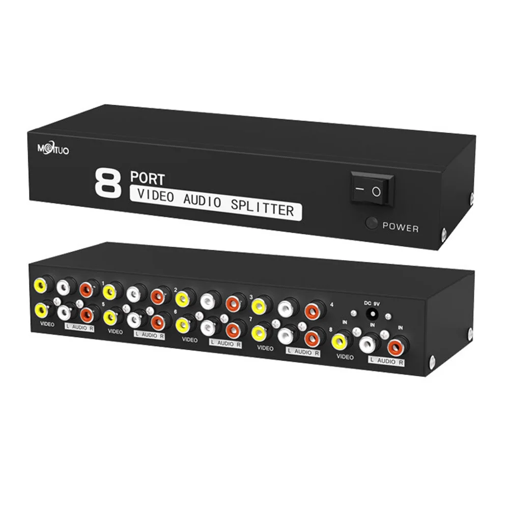Композитный AV разветвитель 8 каналов переключатель RCA 1X8 CVBS распределитель для