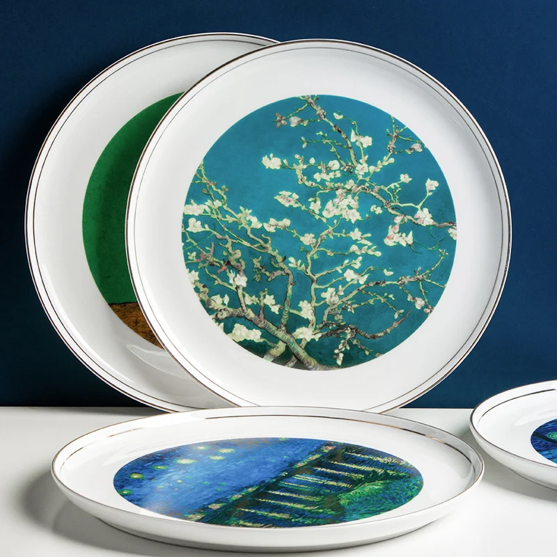 Изысканные костяные тарелки Ван Гога поднос для домашнего использования тарелка
