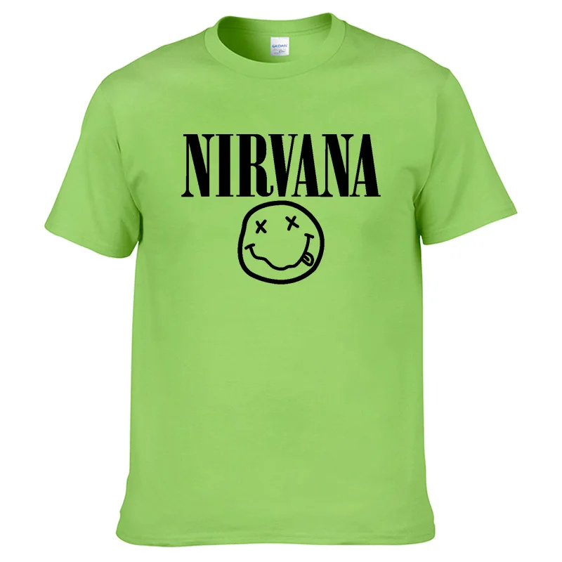 Nirvana хип-хоп Мужская футболка Летняя рок-группа Харадзюку Футболка с принтом хлопок Удобная уличная одежда Свободный Топ с круглым вырезом