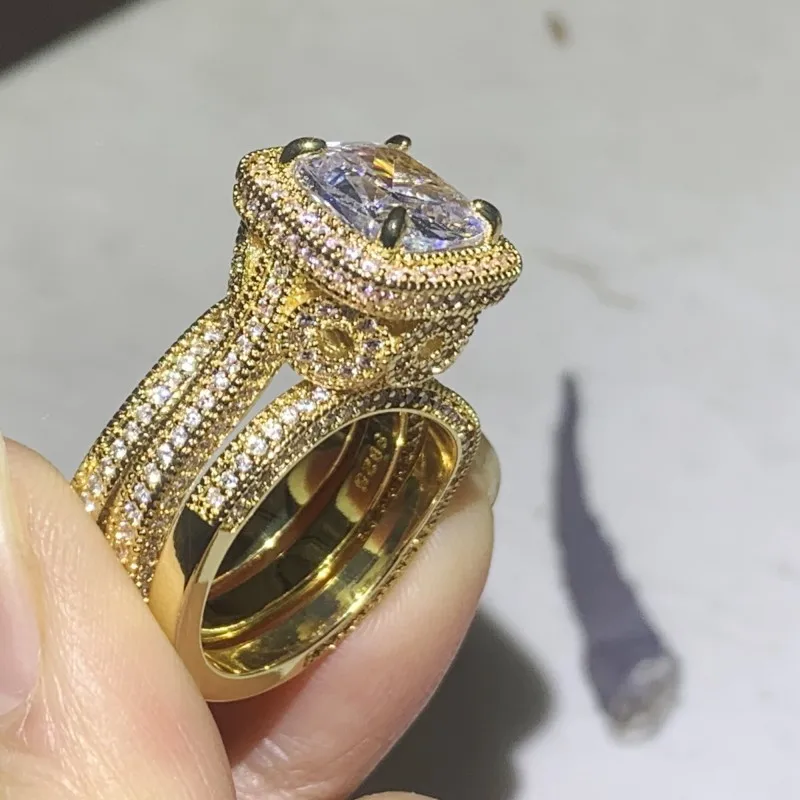 Кольцо Choucong из серебра 925 пробы с фианитом и белым топазом | Украшения аксессуары