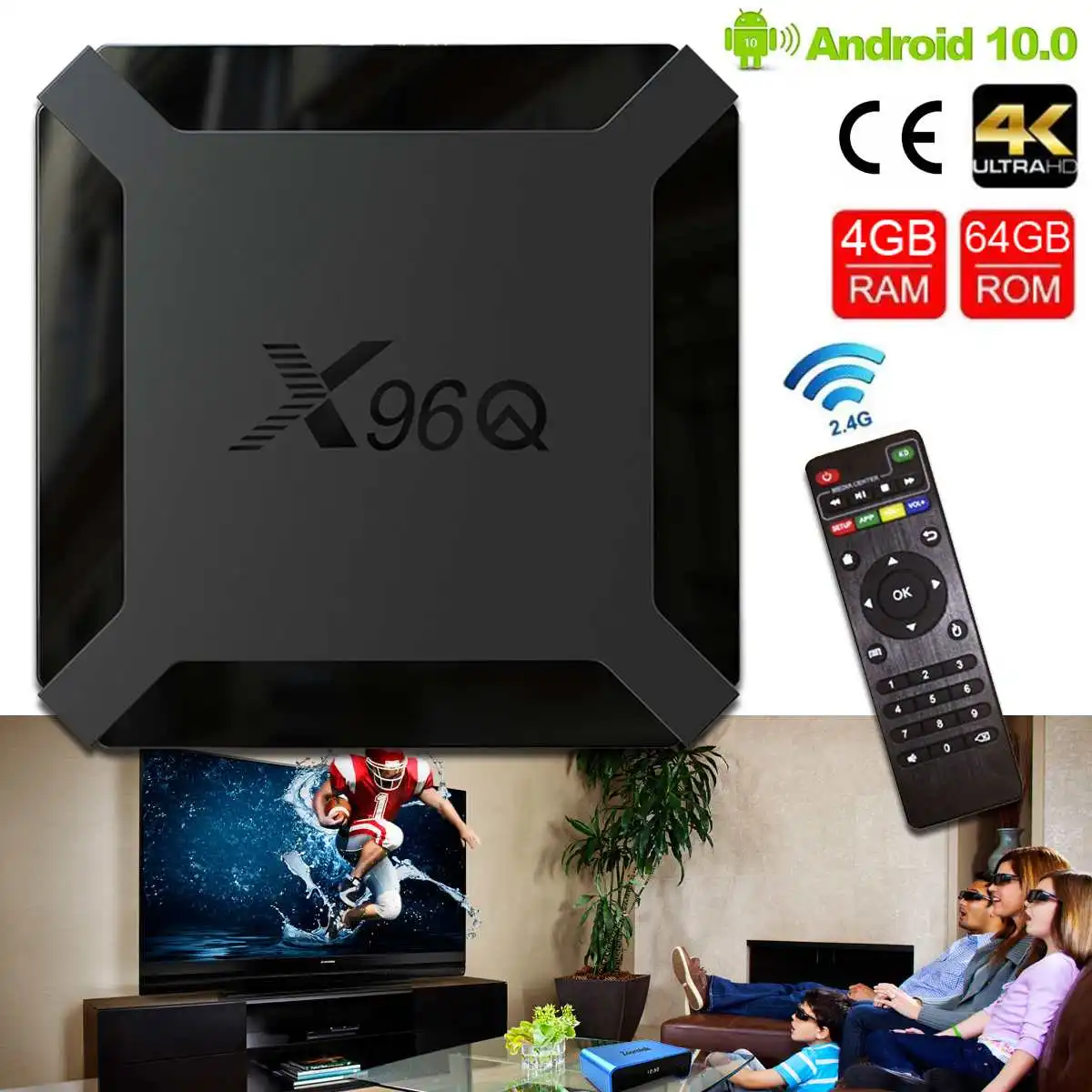 

2021 высокое качество X96Q Smart TV BOX Android 10,0 Четырехъядерный 4 Гб 64 Гб 4K HD телеприставка PK X96Q Mini Быстрая доставка