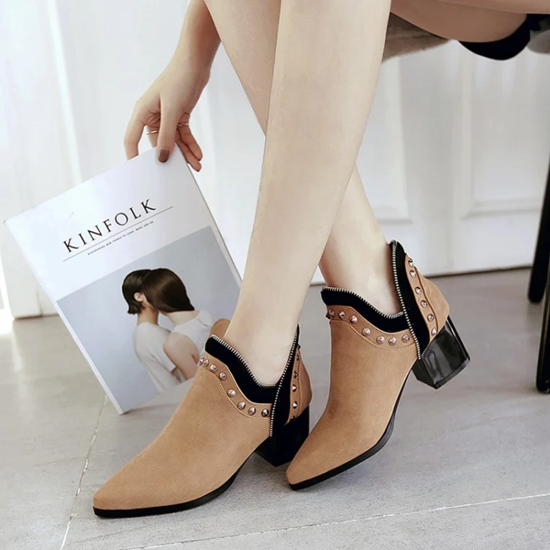 ORCHA LISA/женские ботильоны с шипами Ботинки Челси на Плоском Каблуке заклепками