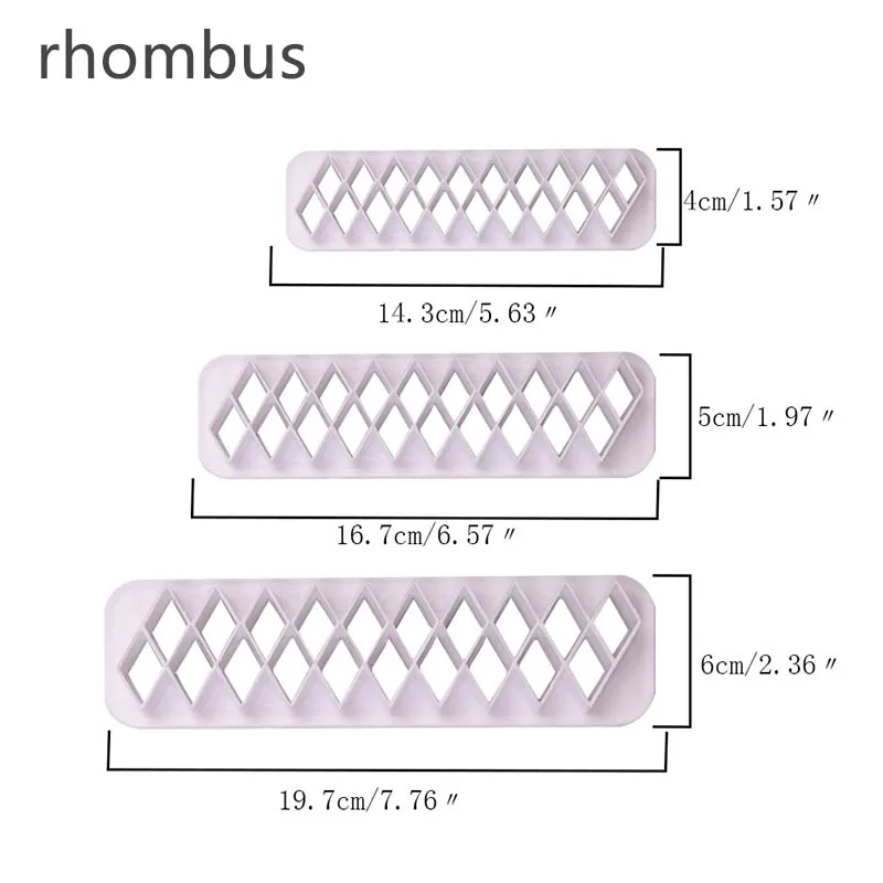 rhombus 3 шт Портативные бисквитные высечки пищевая выпечка аксессуары пластиковые Кухонные гаджеты для торта плесень инструменты для украшения торта - Цвет: rhombus