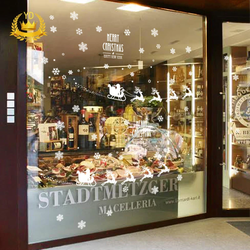 Рождественская настенная наклейка s декор на окно с оленем украшения для дома 2020