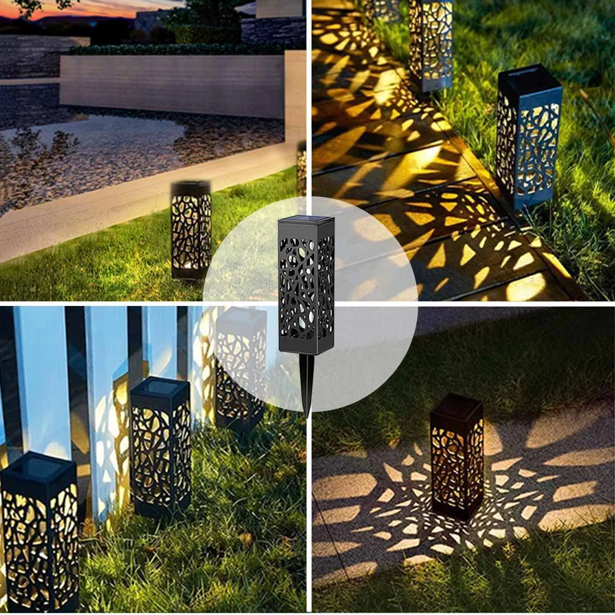 

Led Solar Garden Light Outdoor Pathway Home Decoration Lawn Lamp Waterproof Sensor Bulb Lights Hollow Solar Power Street Lamps