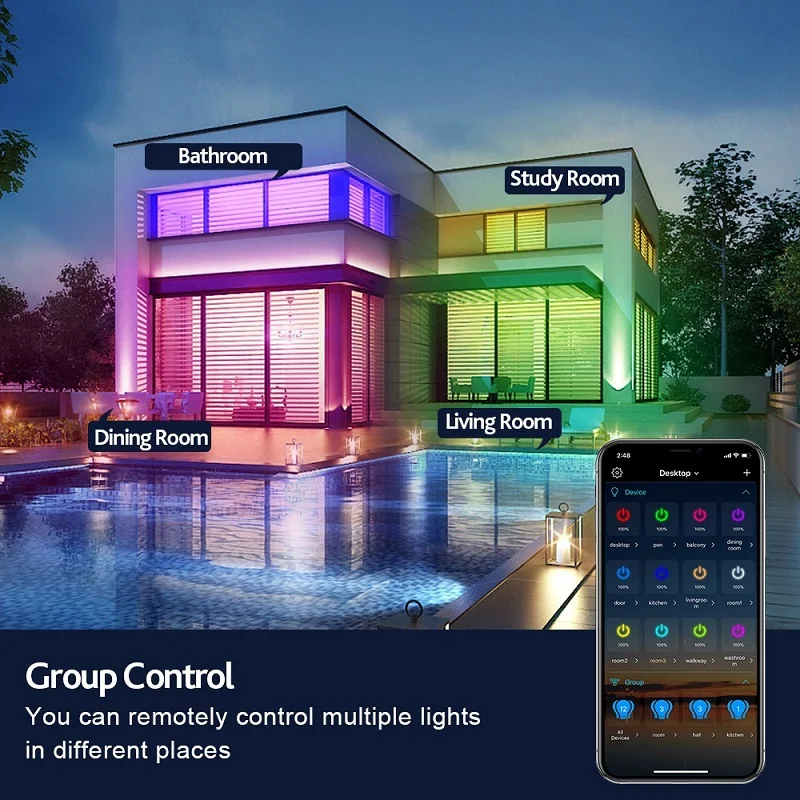 $33.42 WiFi Smart Led Ceiling Lamp Dimmable RGB Led Ceiling Light Living Room Decor 110V 220V Lighting Fixture Work with Alexa Google