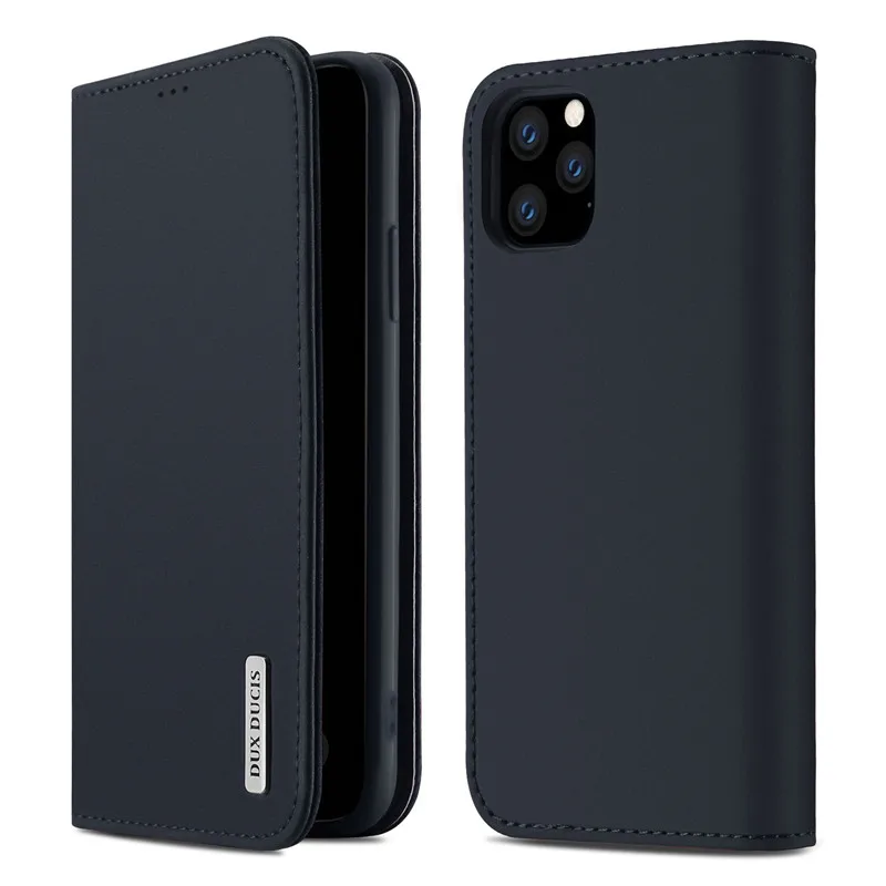 Настоящий Роскошный чехол из искусственной кожи с защелкой для iPhone 11 Pro Max, защитный чехол для телефона, чехол для iPhone 11 Pro Max, чехол-кошелек - Цвет: Темно-синий