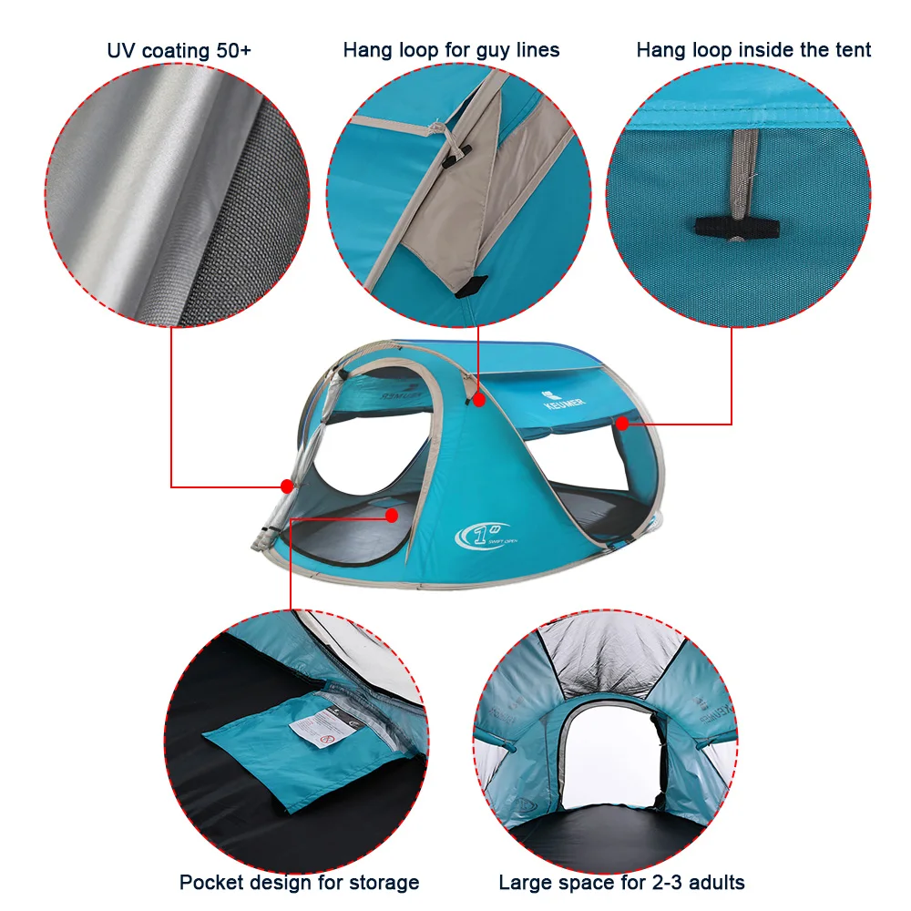 KEUMER Beach Tent Pop Up Open Large Automatic Instant Setup Easy Foldable Shelter 240* 180* 100cm with anti-UV Coating Camping