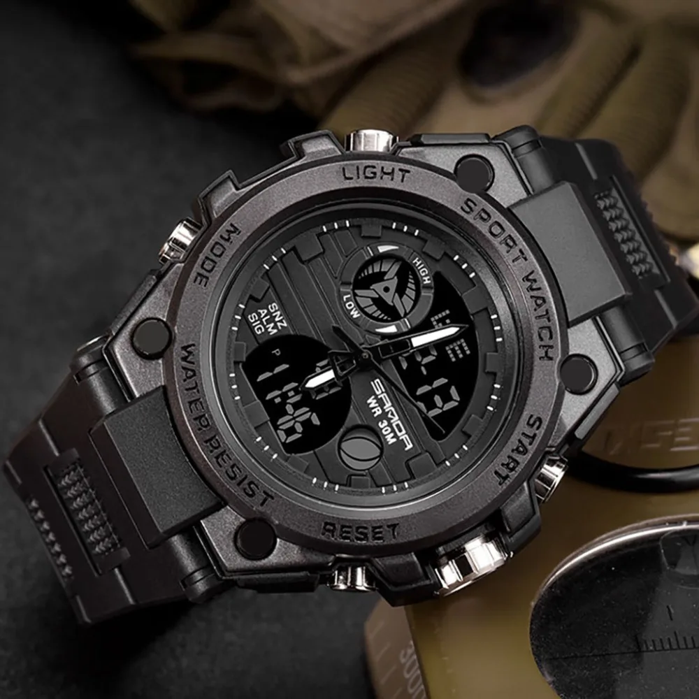 reloj мужские спортивные часы с двойным дисплеем Аналоговый Цифровой светодиодный электронный модные наручные часы reloj hombre erkek kol saati