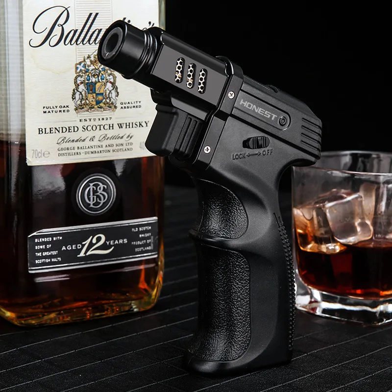 windproof outdoor camping bbq fixed fire big jet flame cigar lighter torch kitchen gadgets for men free global shipping