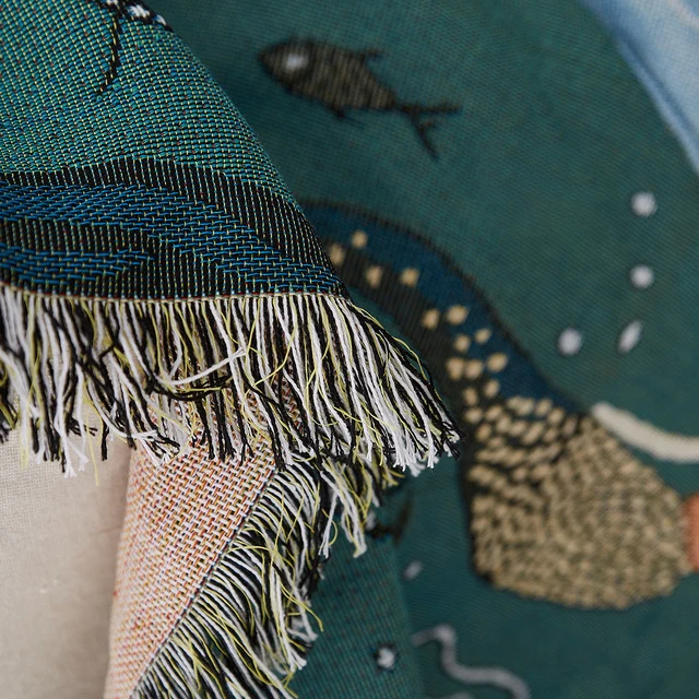 

Nordic Throw Blanket Multifunction Tapestry Ocean Mermaid Slipcover Cobertor Sofa Bed Non-slip Stitching Soft Sheet Blankets