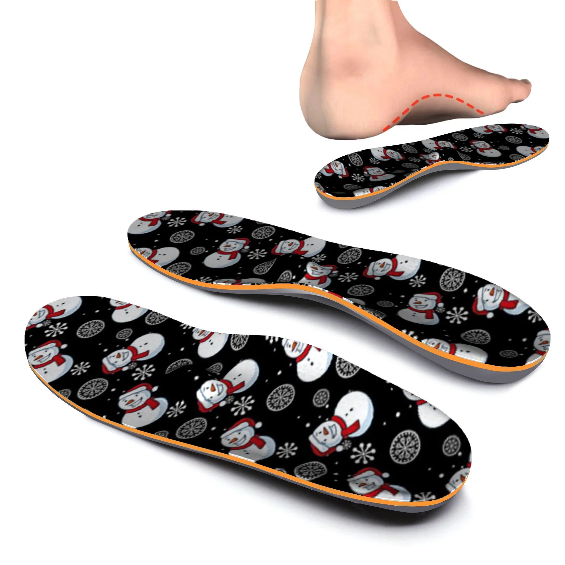 Christmas Classic Black Insole Fashion Plantar Fasciitis Arch Support Orthopedic Insole Flat Foot