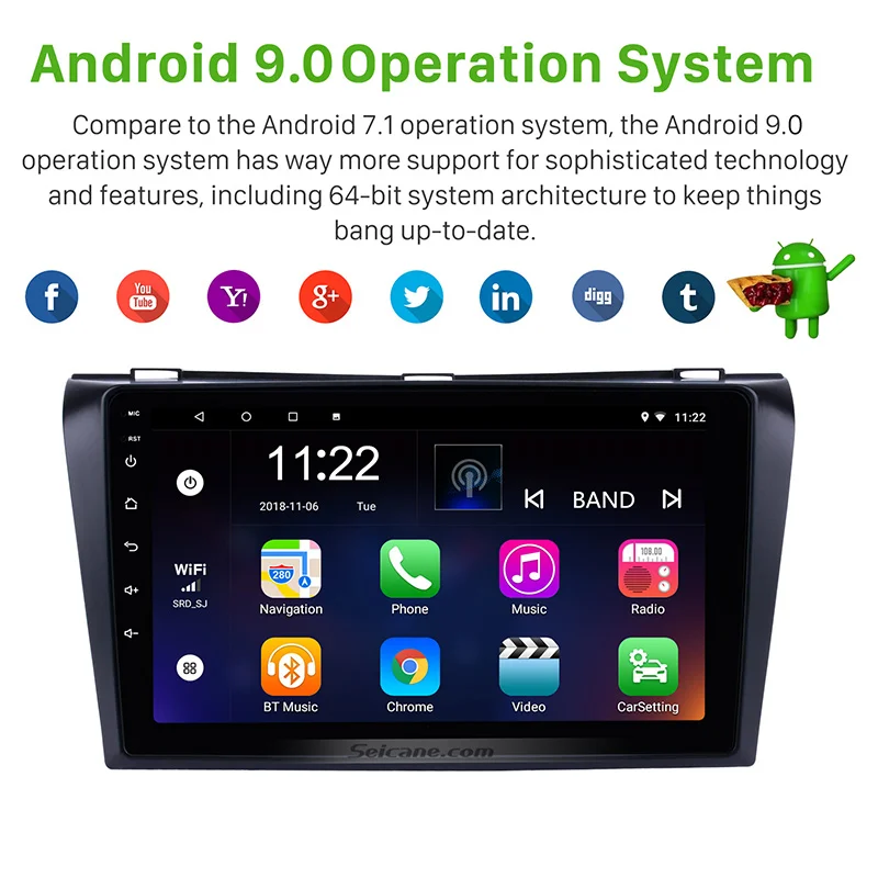 Seicane HD 1024*600 Android 9,0 для 2004-2007 2008 2009 Mazda 3 автомобильное радио gps блок плеер Поддержка Зеркало Ссылка 3g WiFi 1080P DVR