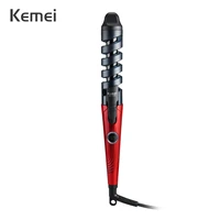kemei electric straightening iron ceramic hair curler spiral wand roller salon heating curling iron hair styling tools f30