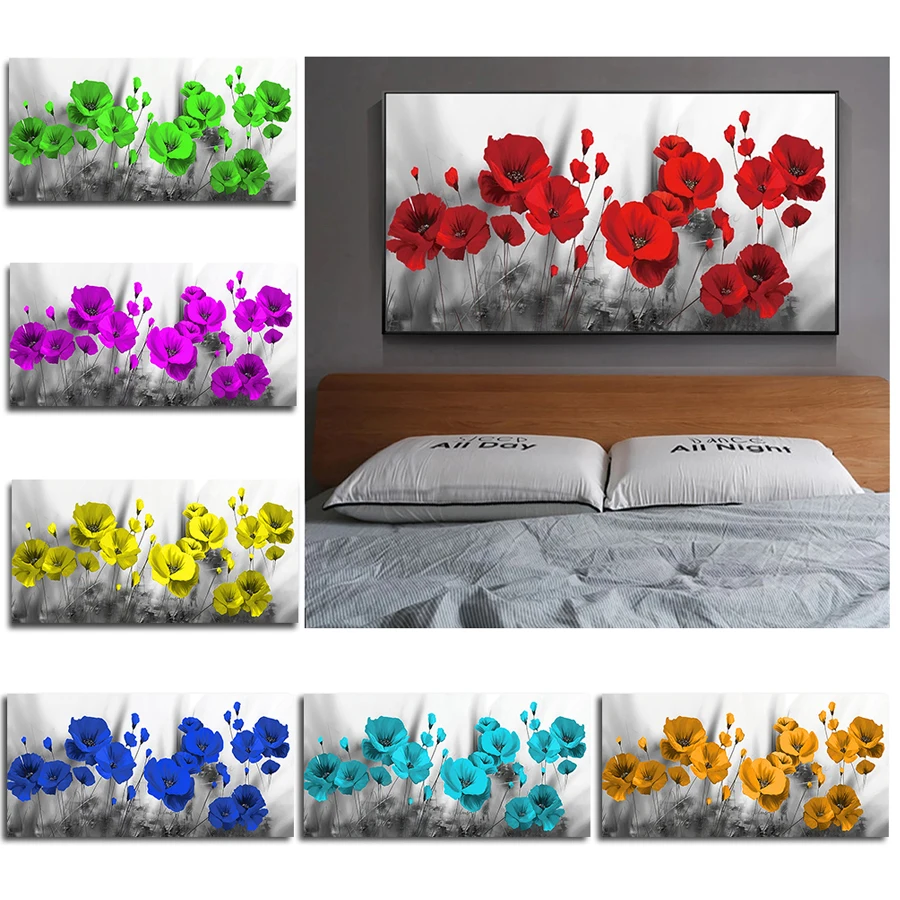

KAMY YI Boutique Hot Sale Modern Color Poppy Flower Diamond Painting Cross Stitch 5D Diy Embroidery Mosaic European Home Decor
