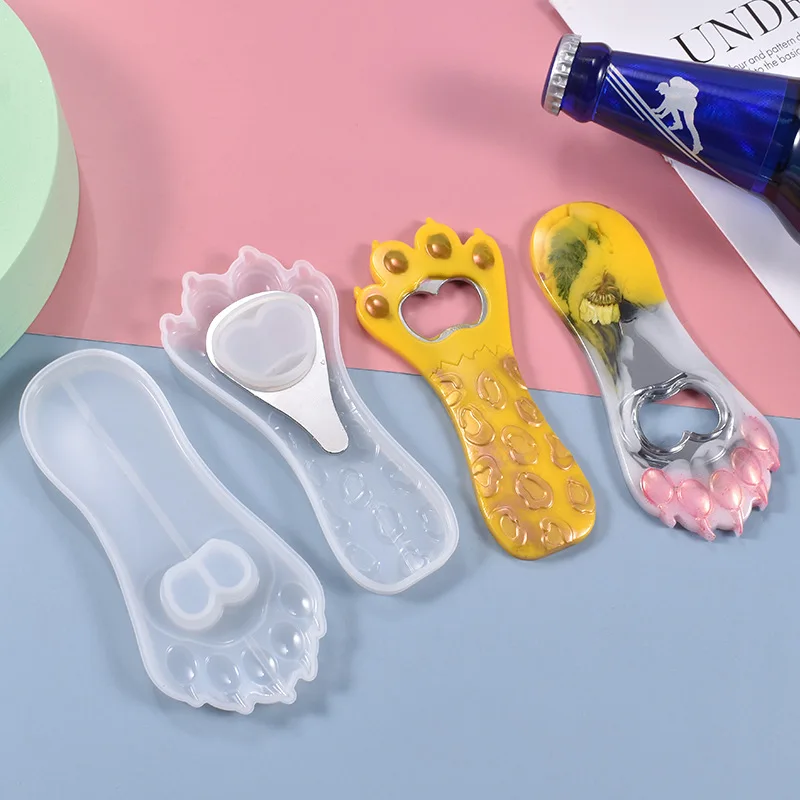 

Transparent Silicone Mould Creative Cute Cat Claw Bottle Opener Pendant Silicone Mold For DIY Keychain Mold Epoxy Resin Molds