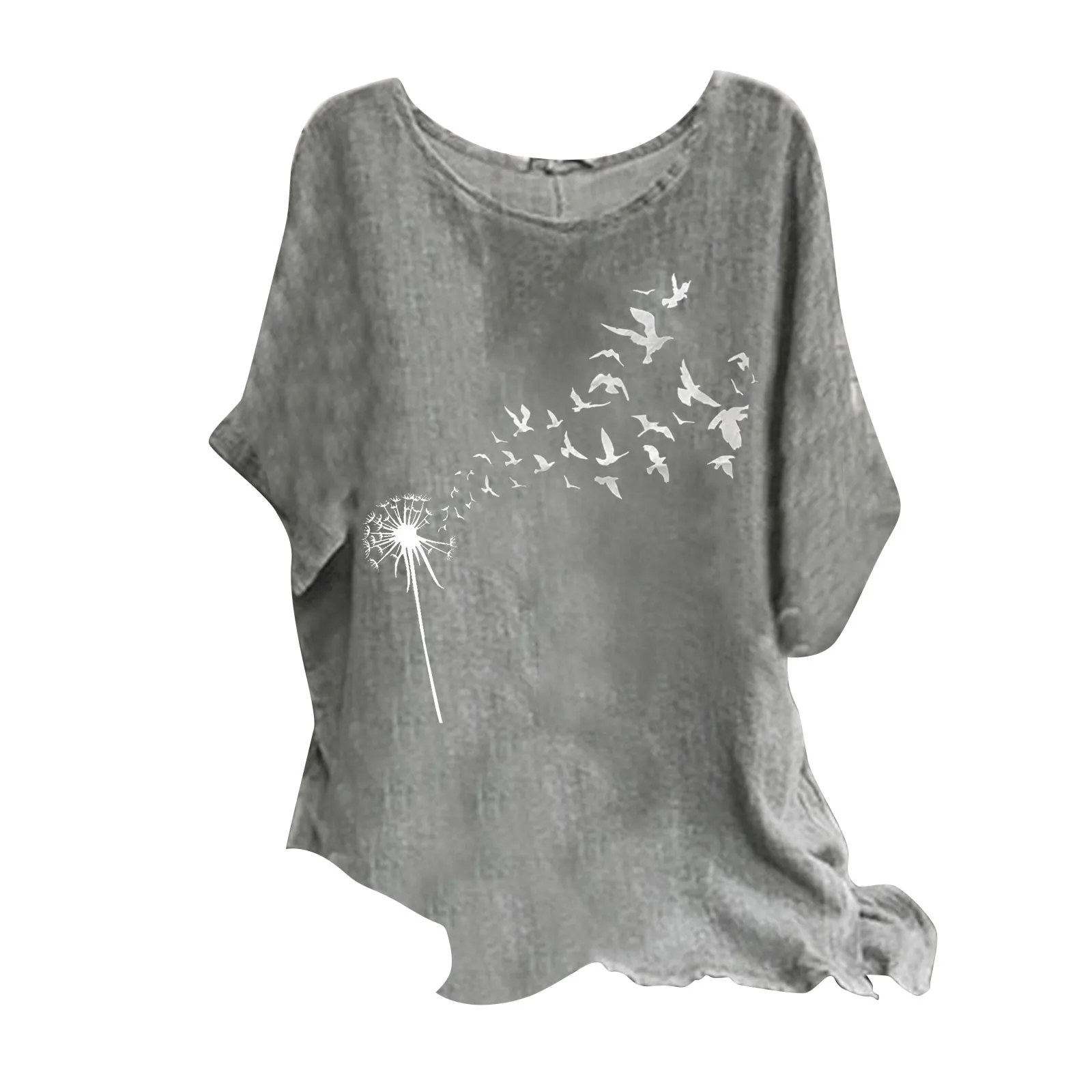 

Women Casual Plus Size O-Neck Print Loose Button Tunic Shirt Blouse Tops women's blouse plus size