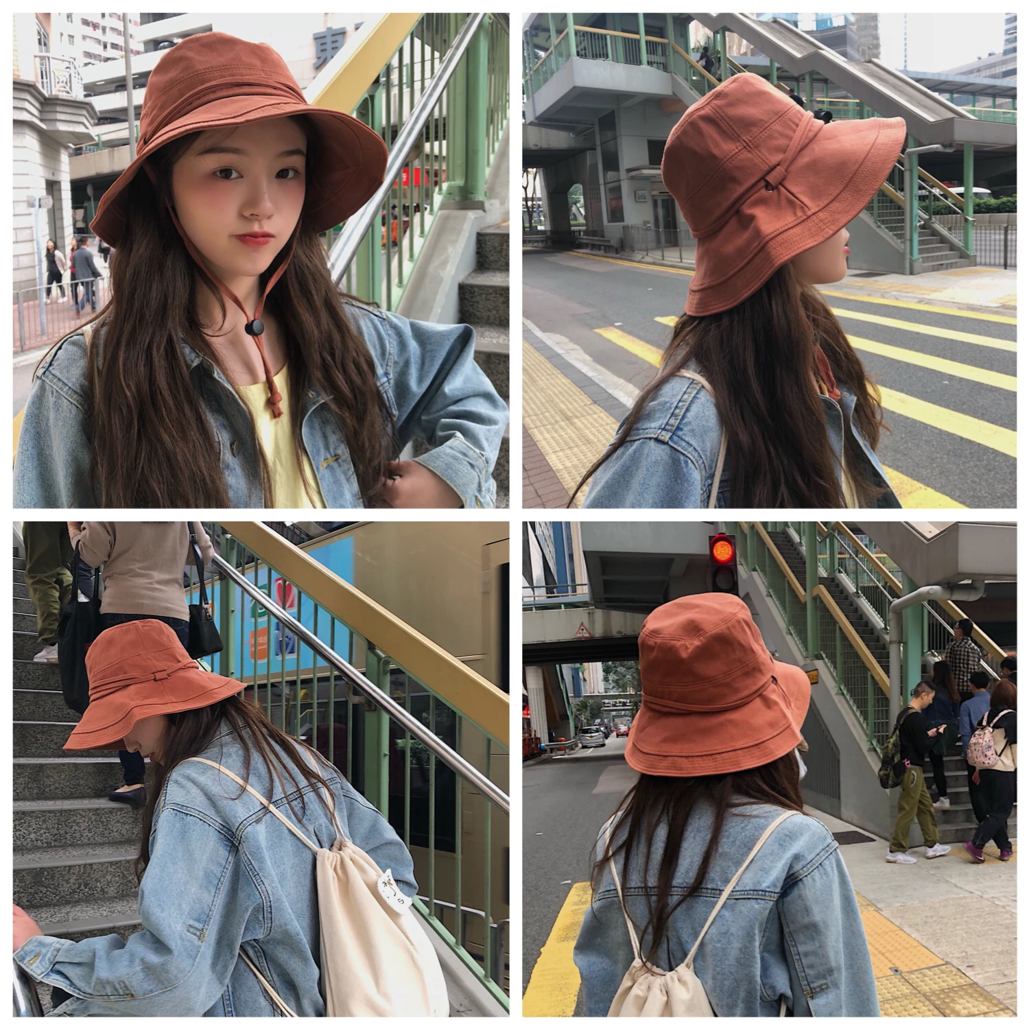 2021 New Female Japanese Art All-match Cotton Fisherman Hat with Large Brim Summer Sunblock Hat