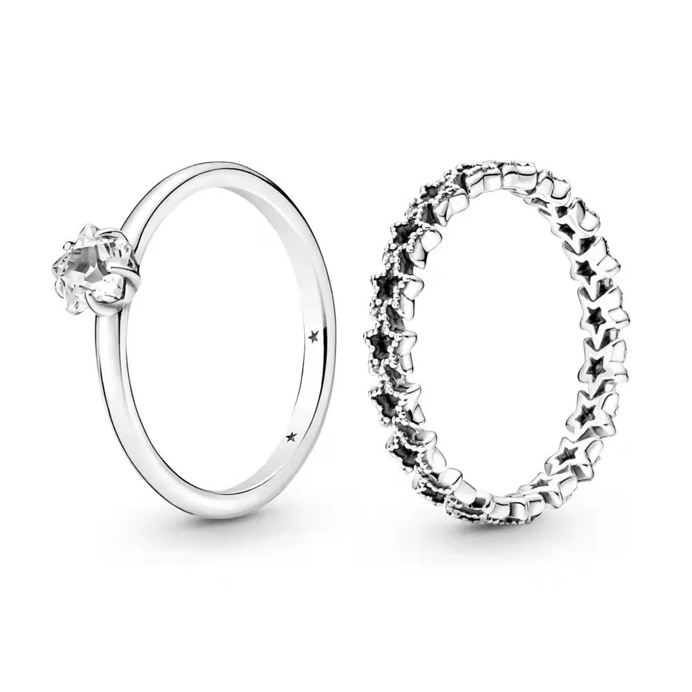 

925 Sterling Silver Wedding Rings Shining Gypsophila Women Rings Valentines Day Anniversary Fashion Jewelry Gifts