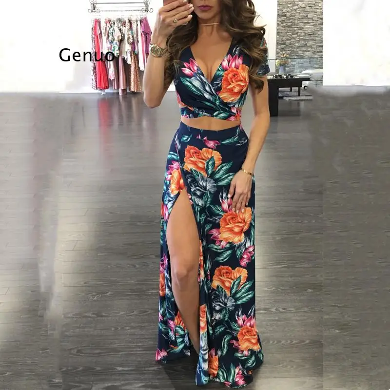 Женское летнее платье с цветочным принтом и V-образным вырезом