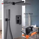 Матовый черный смеситель для душа в комплекте, латунная насадка для душа, смеситель для душа с встроенной коробкой, смеситель для ванной комнаты с горячей и холодной водой на 23 путей, смеситель для ванной комнаты