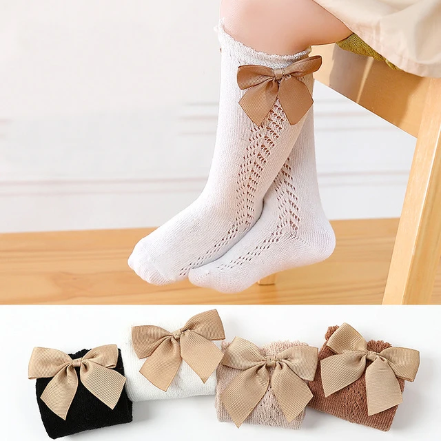 

2021 Spring autumn new Kids girls princess socks fashion cute bow soft cotton hollow mesh socks for children baby girl