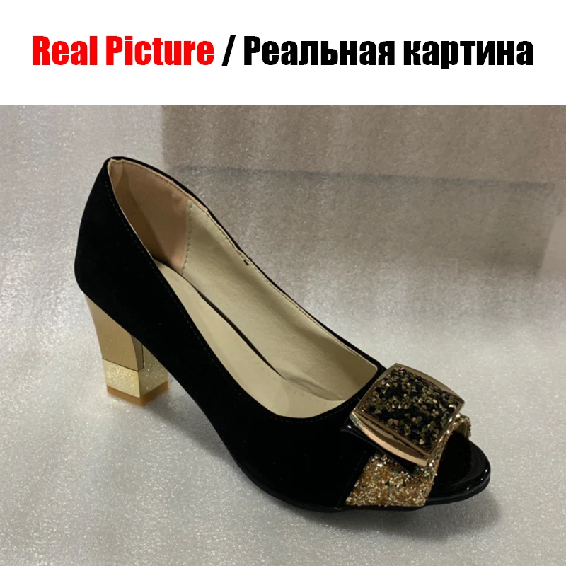 BONJOMARISA/Коллекция года; сезон весна-осень; модные туфли-лодочки с открытым носком; женские туфли на высоком каблуке с металлическим украшением; большие размеры 32-43