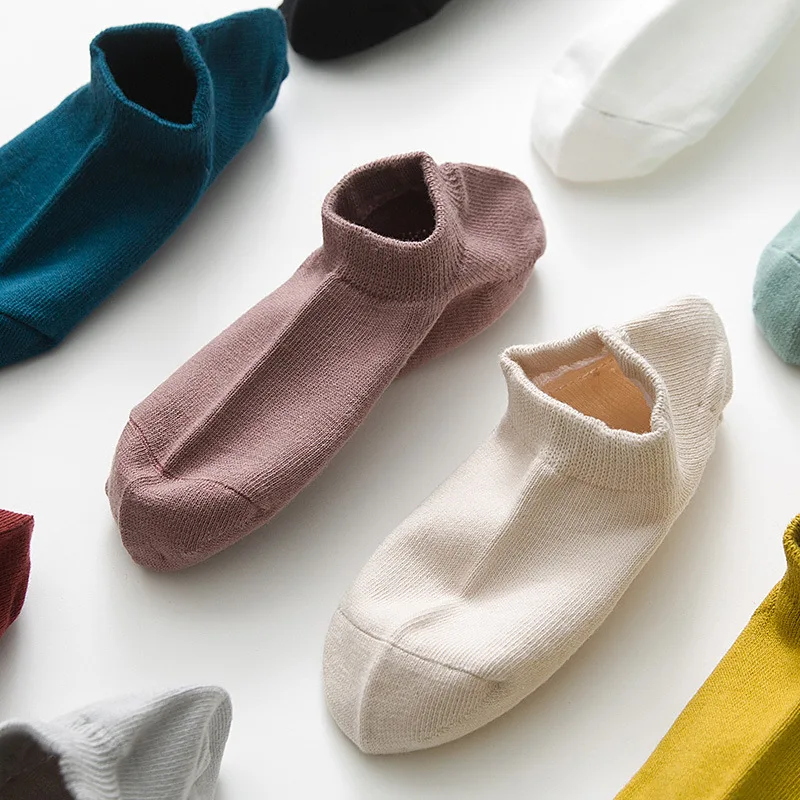 

Socks Men Spring and Summer Solid Color Japanese Combed Cotton Sweat Absorption Breathable Low Top No Feeling Hot Print Ca