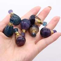 natural stone fluorite perfume bottle pendants essential oil vial crystal for jewelry making diy women necklace gifts