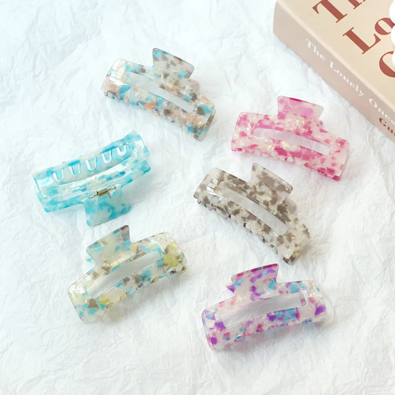 

Корейский захват для волос из искусственной уксусной кислоты, средний размер, квадратный захват для волос, зажим для волос, полые прямоугол...